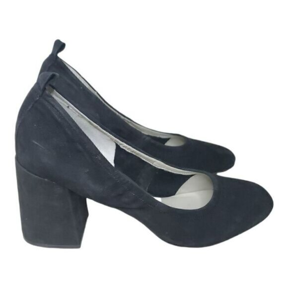 1. State Madene Black Nubuck Leather Chunky Heels - Picture 4 of 6